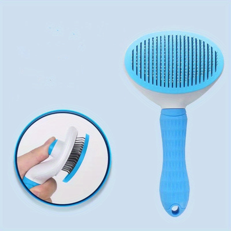 Perr-1pc One-Click Cat & Dog Hair Removal Comb with Floating Needle for Easy Pet Grooming